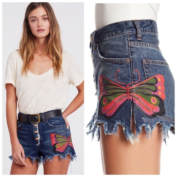 Free People Pants - 🦋 Free People Butterfly Jean Shorts